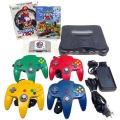 一般本体・周辺機器/本体/N64 ニ NINTENDO64 本体 + コントローラー4個 ( 本体 + 付属品セット )